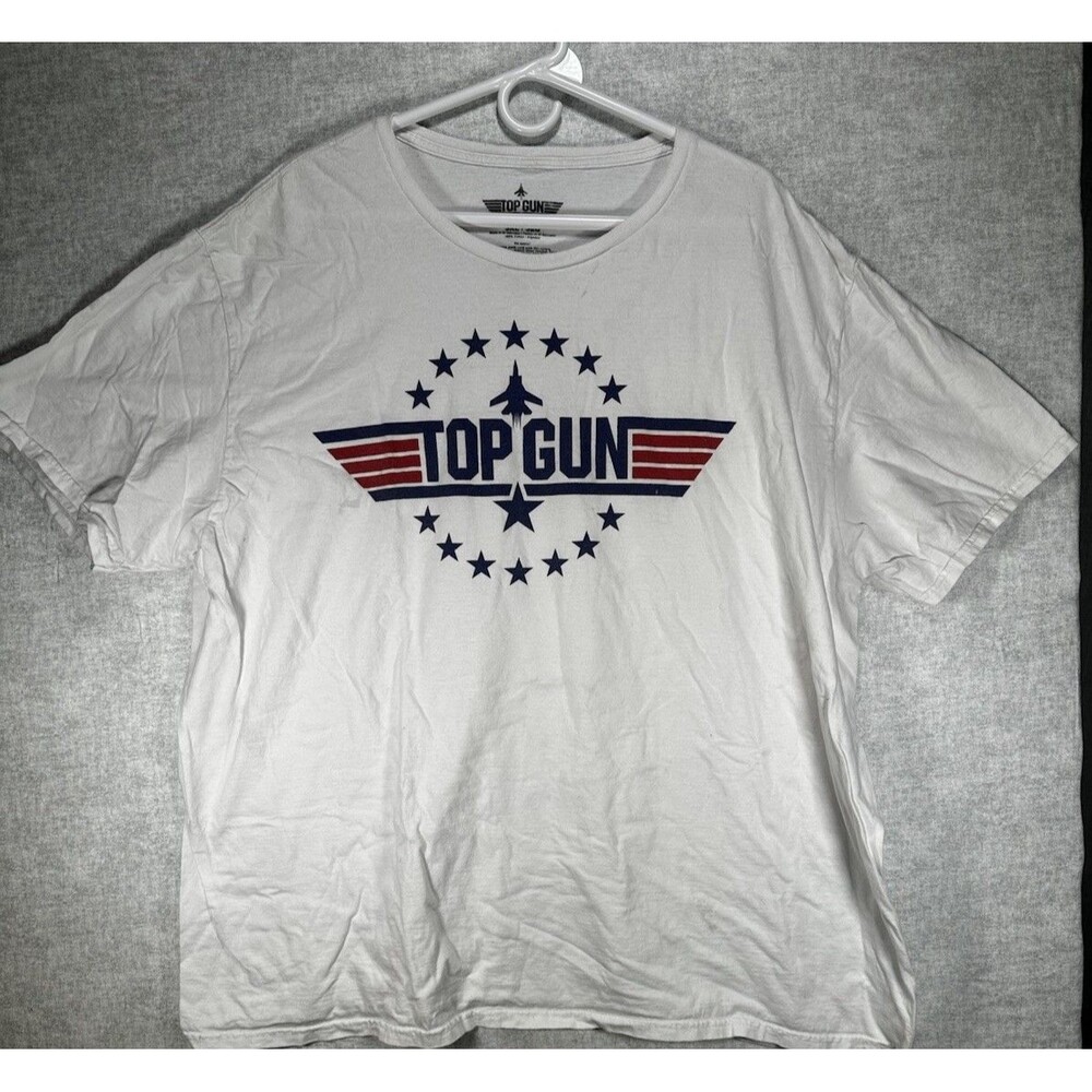 Top Gun Men's Short Sleeve Crewneck Graphic T-Shirt White Logo Size 3XL